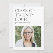 Zwarte Klasse van 2024 Modern Minimalistisch Afstu Aankondiging (Voorkant)