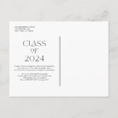Zwarte Klasse van 2024 Modern Minimalistisch Afstu Aankondigingskaart (Achterkant)