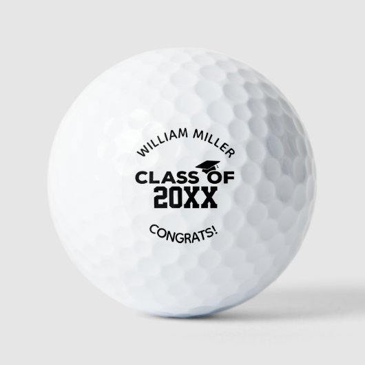 Zwarte Klasse van 2025 Afstuderen Aangepaste Naam  Golfballen (Voorkant)