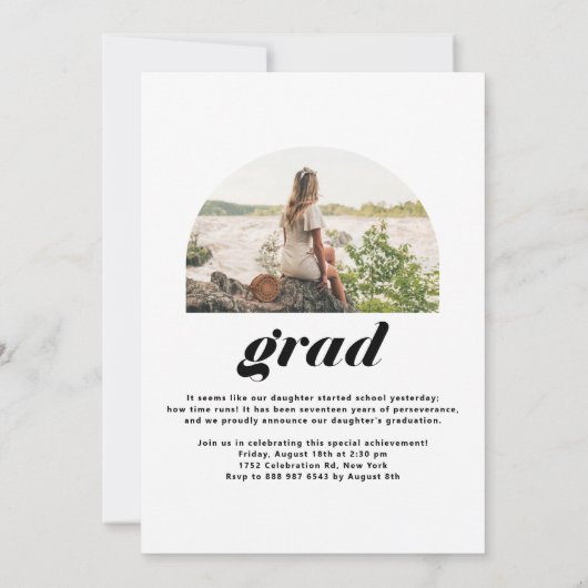 Zwarte Klasse van 2025 Arch Photo Afstuderen Aankondiging (Achterkant)