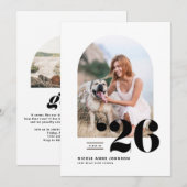 Zwarte Klasse van 2025 Arch Photo Afstuderen Kaart (Voorkant / Achterkant)