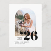 Zwarte Klasse van 2025 Arch Photo Afstuderen Uitnodiging Briefkaart (Voorkant)