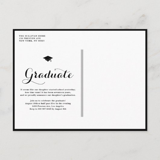 Zwarte Klasse van 2025 Photo Collage Afstuderen Aankondigingskaart (Achterkant)