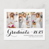Zwarte Klasse van 2025 Photo Collage Afstuderen Aankondigingskaart (Voorkant)