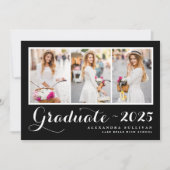 Zwarte Klasse van 2025 Photo Collage Afstuderen Kaart (Voorkant)