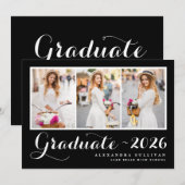 Zwarte Klasse van 2025 Photo Collage Afstuderen Kaart (Voorkant / Achterkant)