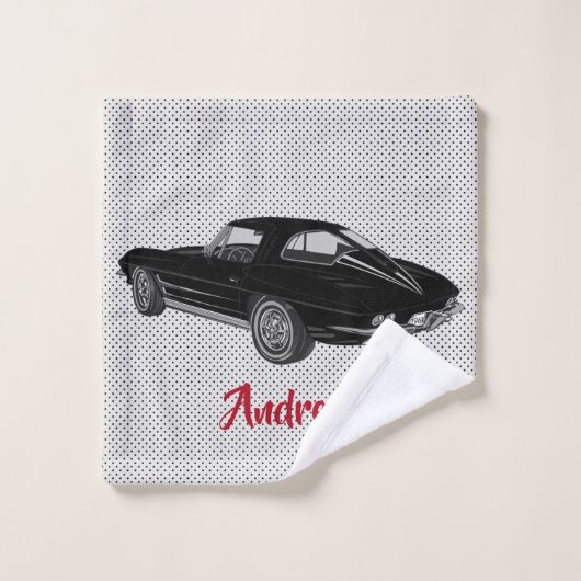Zwarte Klassiek Corvette Design Bath-handdoekset Bad Handdoek (Wasdoekje)