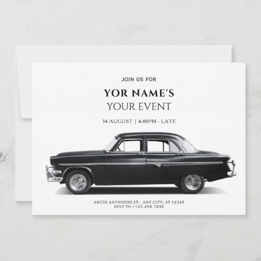 Zwarte klassieke auto kaart (Voorkant)