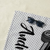 Zwarte Klassieke Corvette Design Beach Towel Strandlaken (In situ)