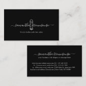 Zwarte Klassieke Eenvoudige kapsalon Visitekaartje (Voorkant / Achterkant)