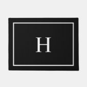 Zwarte Klassieke Elegante Moderne Monogram Deurmat (Voorkant)