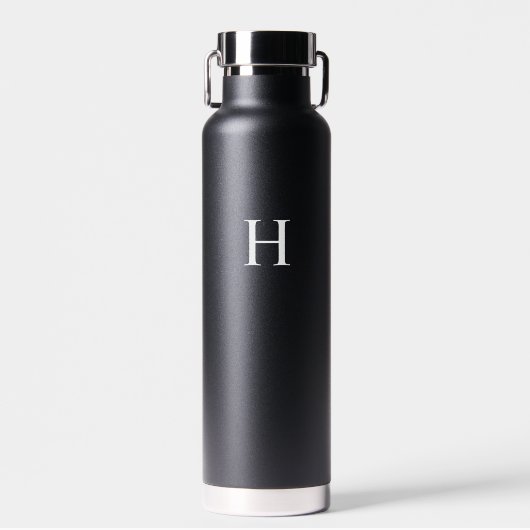 Zwarte Klassieke Elegante Monogram Waterfles (Voorkant)