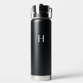 Zwarte Klassieke Elegante Monogram Waterfles (Achterkant)