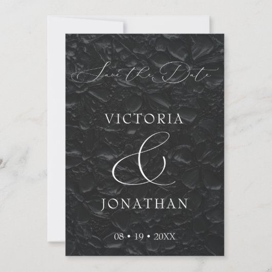 Zwarte Klassieke Elegante Script Foto Save The Date (Voorkant)