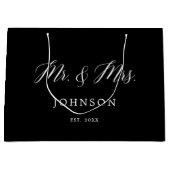 Zwarte Klassieke Mr en Mrs Jonggehuwden Grote Cade Groot Cadeauzakje (Voorkant)