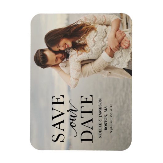 Zwarte klassieke overlay | Sparen de Datum Magnet Magneet (Verticaal)