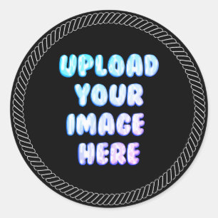 Zwarte klassieke ronde sticker met bedrijfslogo