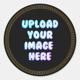 Zwarte klassieke ronde sticker met bedrijfslogo