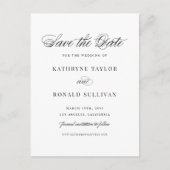 Zwarte Klassieke Script Typografie Sparen de Datum Briefkaart (Voorkant)