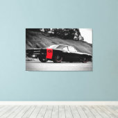 Zwarte Klassieke Spierauto Canvas Afdruk (Insitu (Houten vloer))