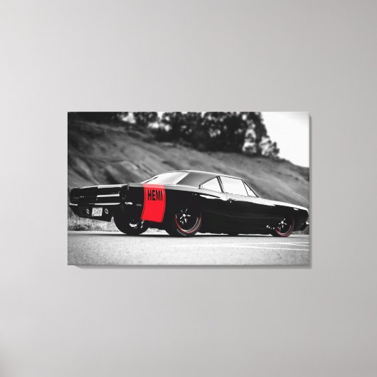 Zwarte Klassieke Spierauto Canvas Afdruk (Voorkant)