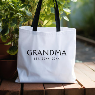 Zwarte Klassieke Typografie Oprichting Oma Tote Bag
