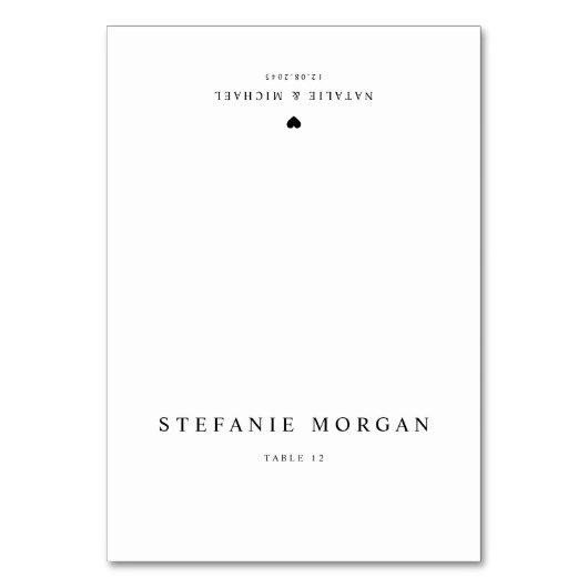 Zwarte Klassieke Typografie Wedding Place Card Kaart (Voorkant)