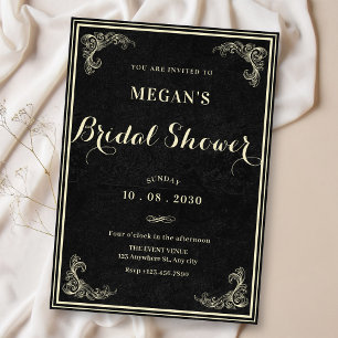 Zwarte klassieke vintage elegante baby shower kaart