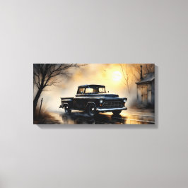 Zwarte Klassieke Vintage Pick-up Truck 1957 Canvas Afdruk