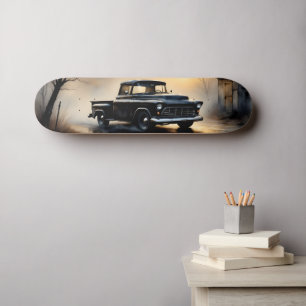 Zwarte Klassieke Vintage Pick-up Truck 1957 Persoonlijk Skateboard