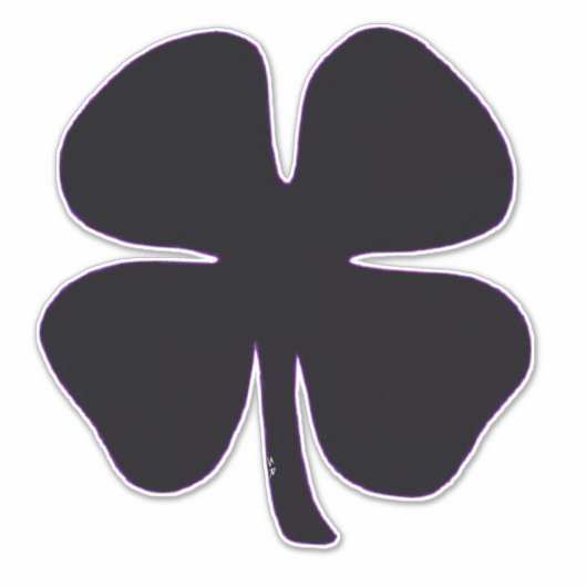 Zwarte Klaver extra grote contour sticker (Voorkant)