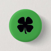 Zwarte Klaver groene knop Ronde Button 3,2 Cm (Voorkant)