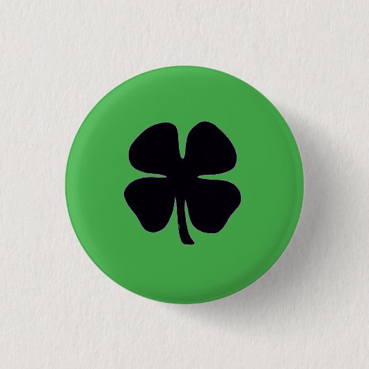 Zwarte Klaver groene knop Ronde Button 3,2 Cm (Voorkant)