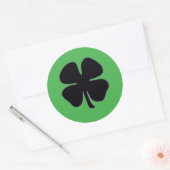Zwarte Klaver groene ronde grote stickers (Envelop)