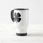 Zwarte Klaver witte forenzenreis mok (Voorkant links)