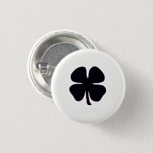Zwarte Klaver witte knop Ronde Button 3,2 Cm