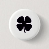 Zwarte Klaver witte knop Ronde Button 3,2 Cm (Voorkant)