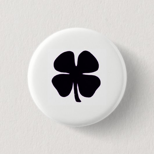 Zwarte Klaver witte knop Ronde Button 3,2 Cm (Voorkant)