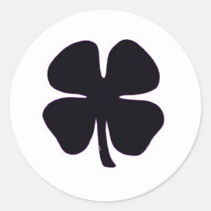 Zwarte Klaver witte ronde grote stickers