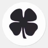 Zwarte Klaver witte ronde kleine stickers (Voorkant)