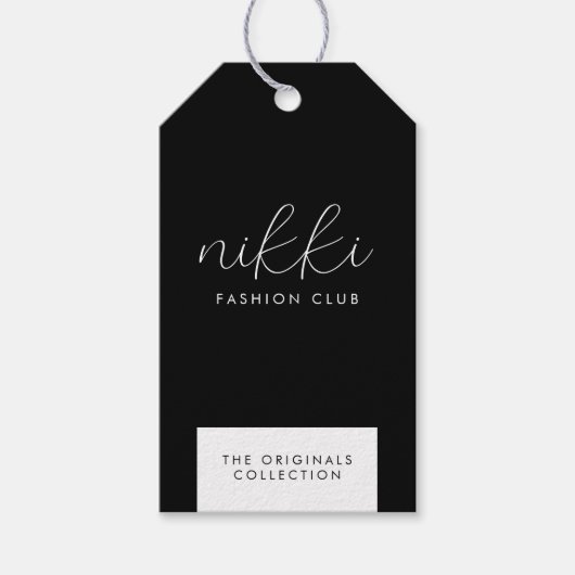 Zwarte kledingdisplay Prijs Hang Tag Cadeaulabel (Voorkant)