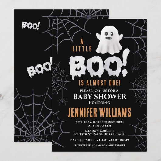 Zwarte kleine boe bijna te wijten spookjongen baby kaart (Voorkant / Achterkant)