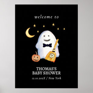 Zwarte Kleine Boo Heks Geest Baby Shower Welkom Poster