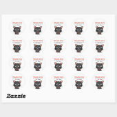 Zwarte kleine kat dank je ronde sticker (Vel)