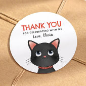Zwarte kleine kat dank je ronde sticker