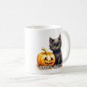 Zwarte kleine kitten | Happy Halloween Koffiemok (Voorkant rechts)
