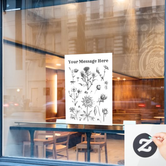  zwarte, kleine, vrije ventilator, eenvoudige rege raamsticker (Cafe Raam)