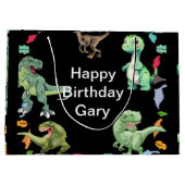 Zwarte kleur Achtergrond Dinosaurus Verjaardagsfee Groot Cadeauzakje (Achterkant)