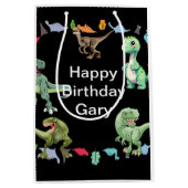 Zwarte kleur Achtergrond Dinosaurus Verjaardagsfee Medium Cadeauzakje (Voorkant)