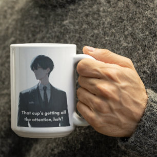 Zwarte kleur Anime karakter wordt jaloers Koffiemok